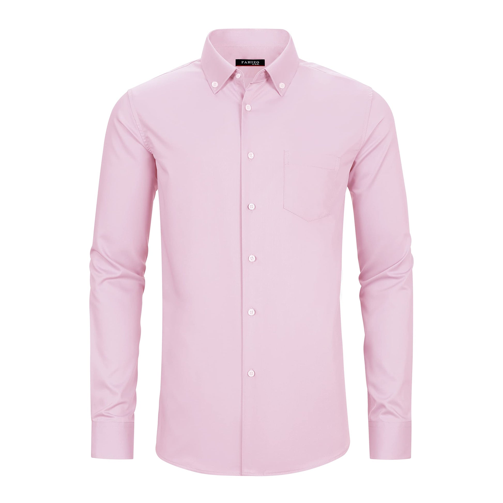FAHIZO Men's Dress Shirt Regular Fit Soild Casual Business Formal Long Sleeve Button Down Shirts with Pocket