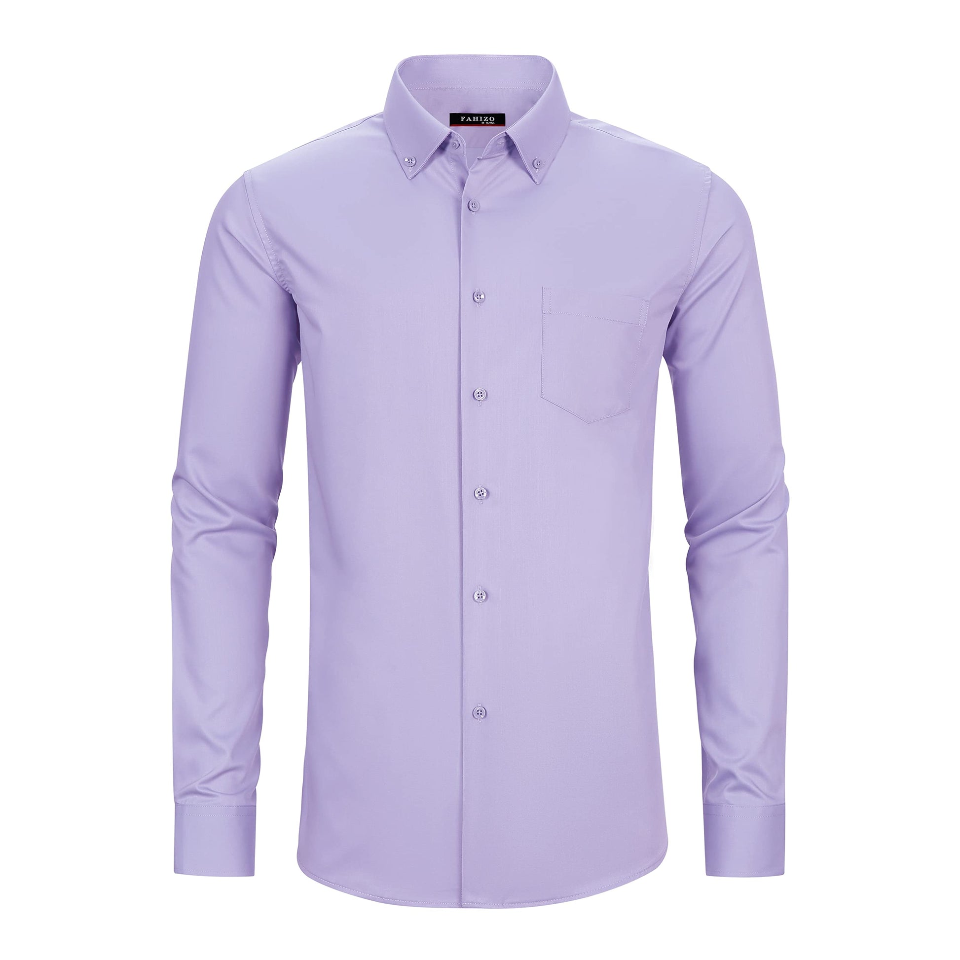 FAHIZO Men's Dress Shirt Regular Fit Soild Casual Business Formal Long Sleeve Button Down Shirts with Pocket