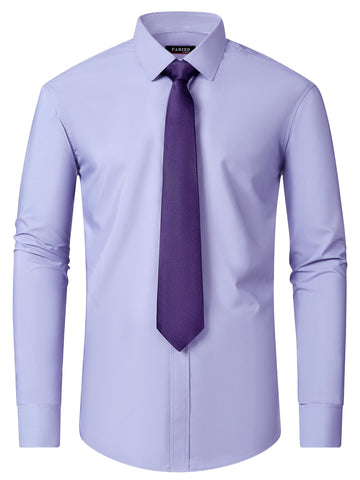 FAHIZO Men's White Tuxedo Shirt with Wing Collar, French Cuffs & Accessories