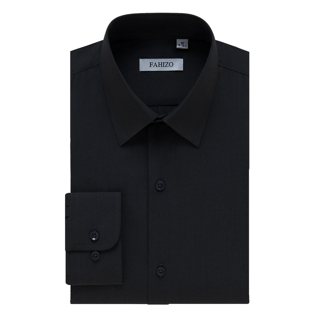FAHIZO Men's Dress Shirt Casual Regular Fit Stretch Soild Long Sleeve Button Up Shirts
