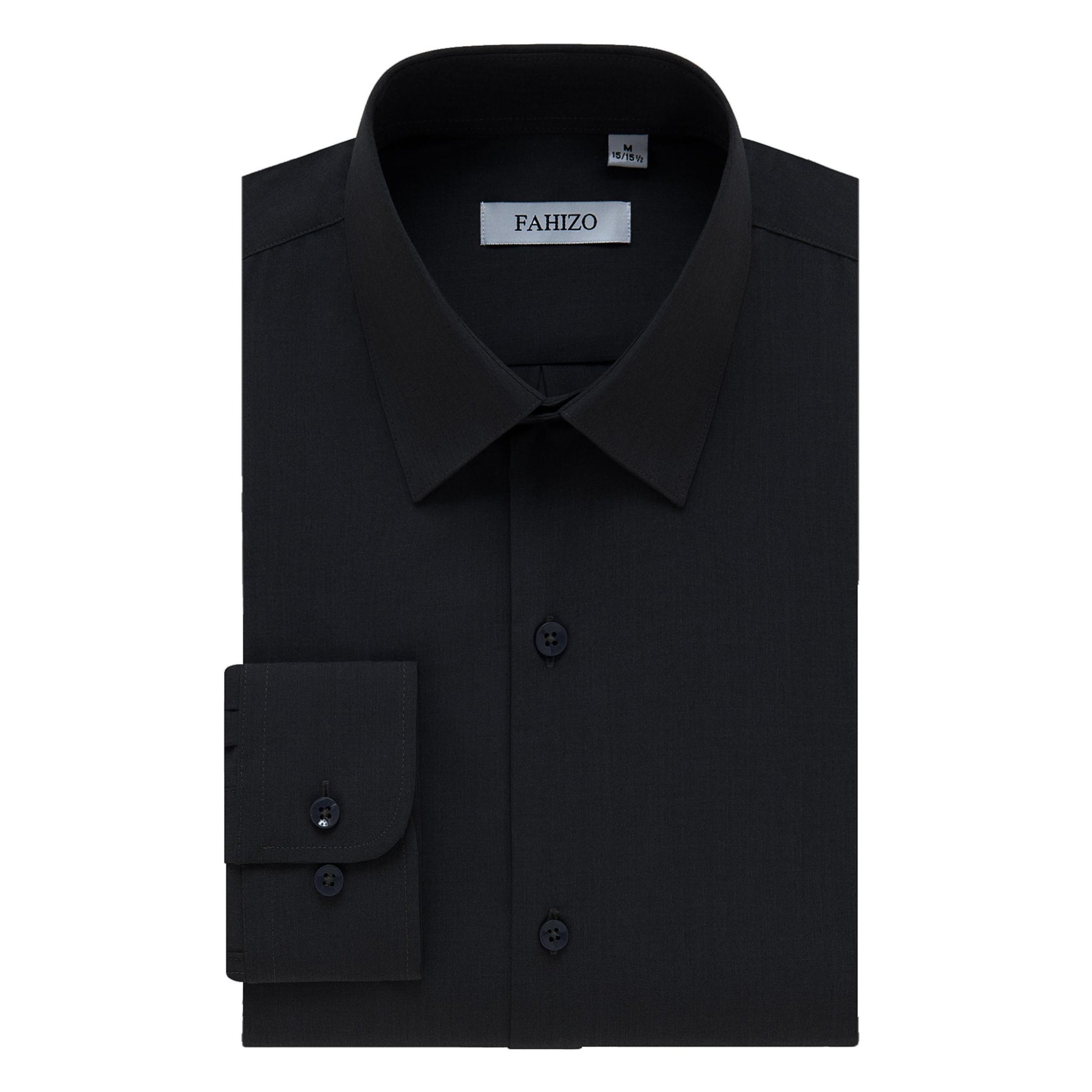 FAHIZO Men's Dress Shirt Casual Regular Fit Stretch Soild Long Sleeve Button Up Shirts