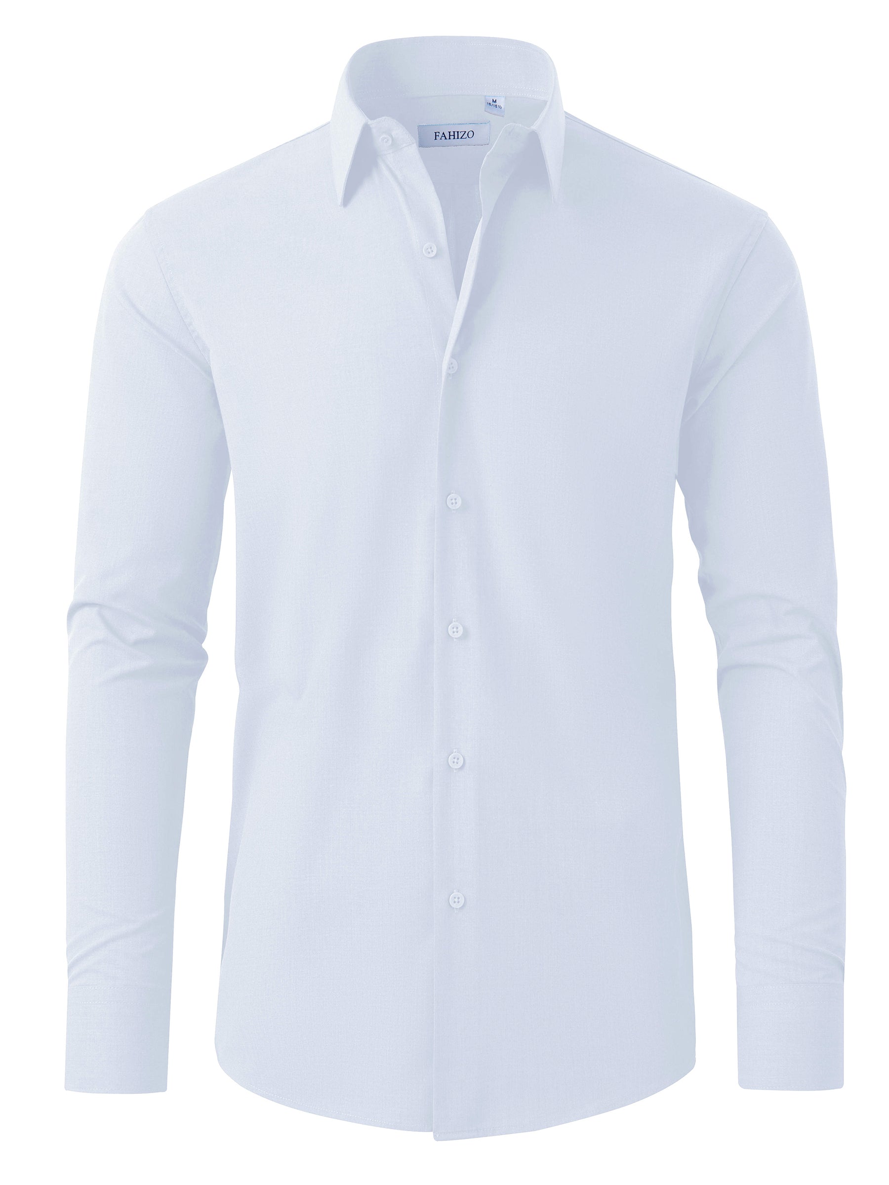 FAHIZO Men's Dress Shirt Casual Regular Fit Stretch Soild Long Sleeve Button Up Shirts