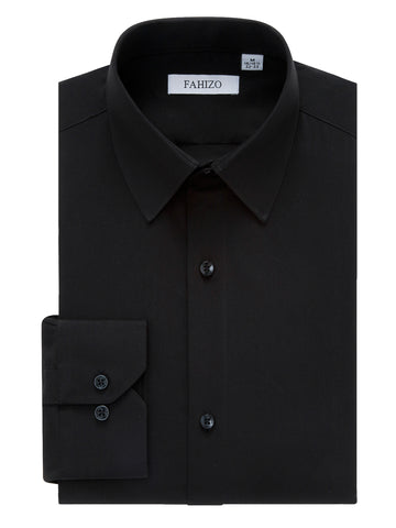 FAHIZO Men's Dress Shirt Regular Fit Soild Business Formal Long Sleeve Button Up Stretch Shirts