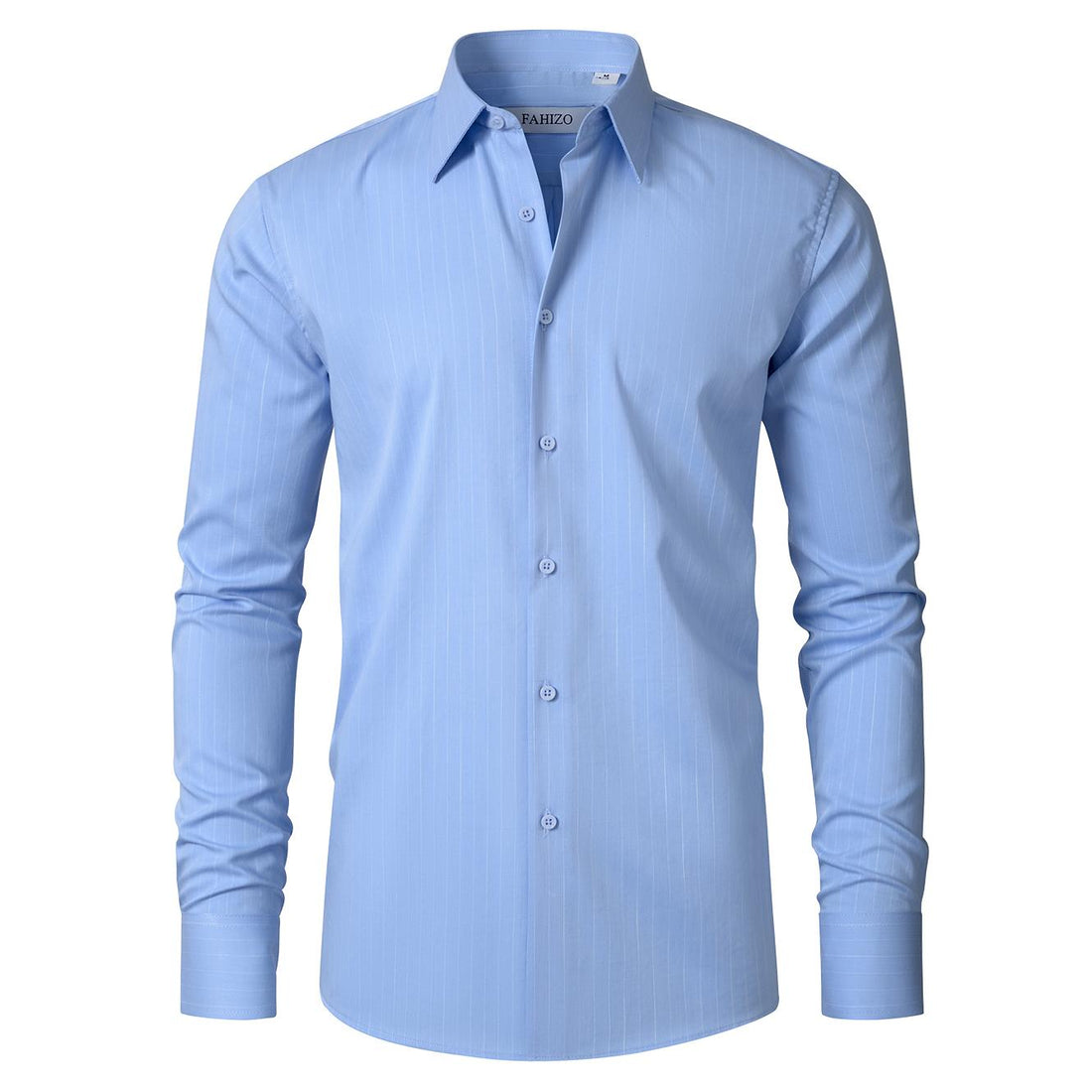 FAHIZO Men's Dress Shirt Regular Fit Casual Long Sleeve Stripe Stretch Soild