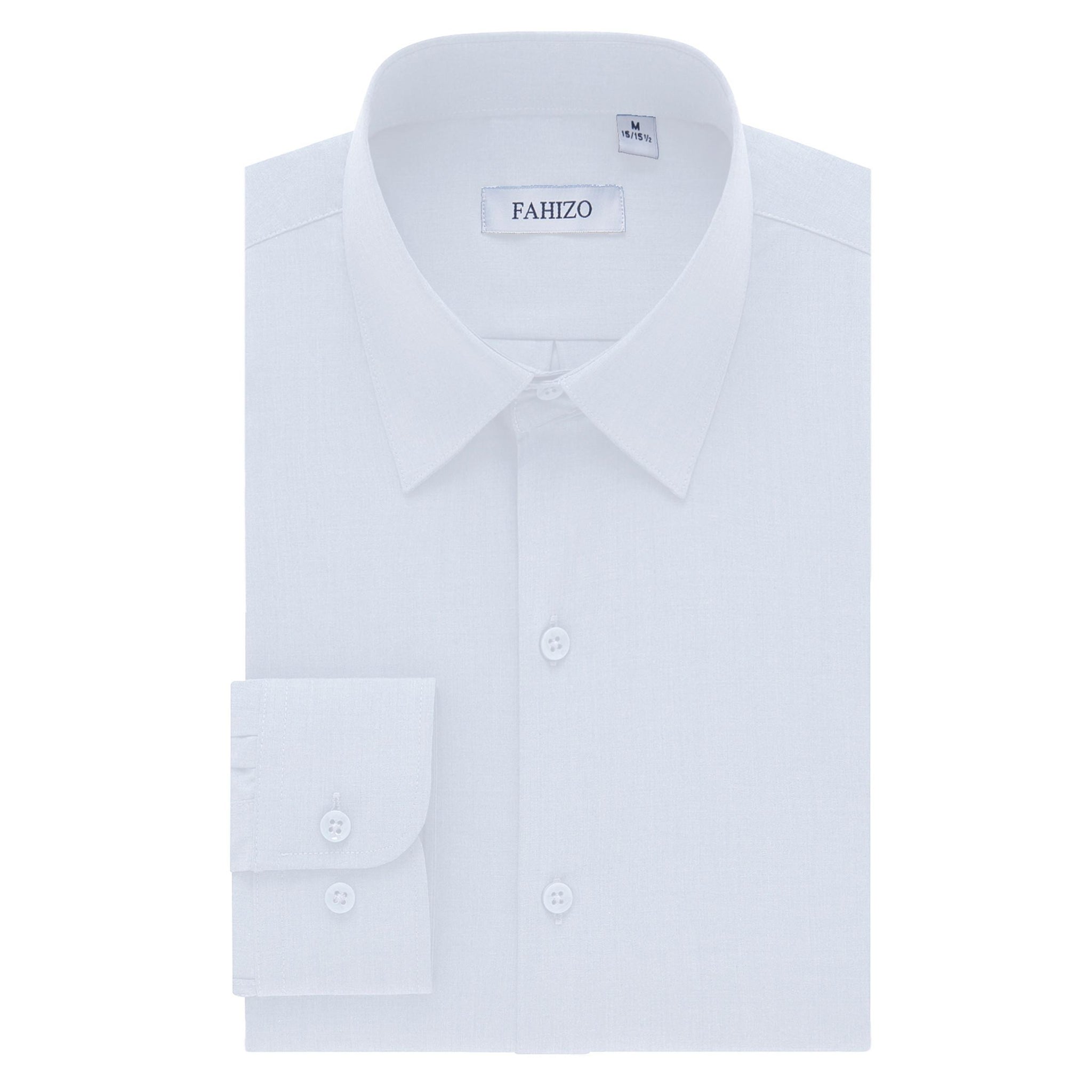 FAHIZO Men's Dress Shirt Casual Regular Fit Stretch Soild Long Sleeve Button Up Shirts