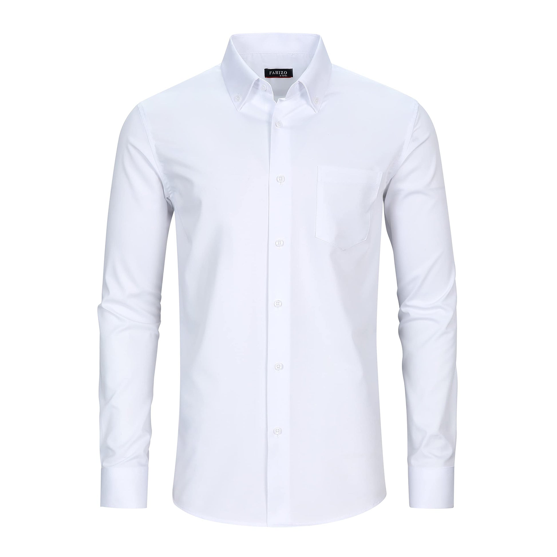 FAHIZO Men's Dress Shirt Regular Fit Soild Casual Business Formal Long Sleeve Button Down Shirts with Pocket