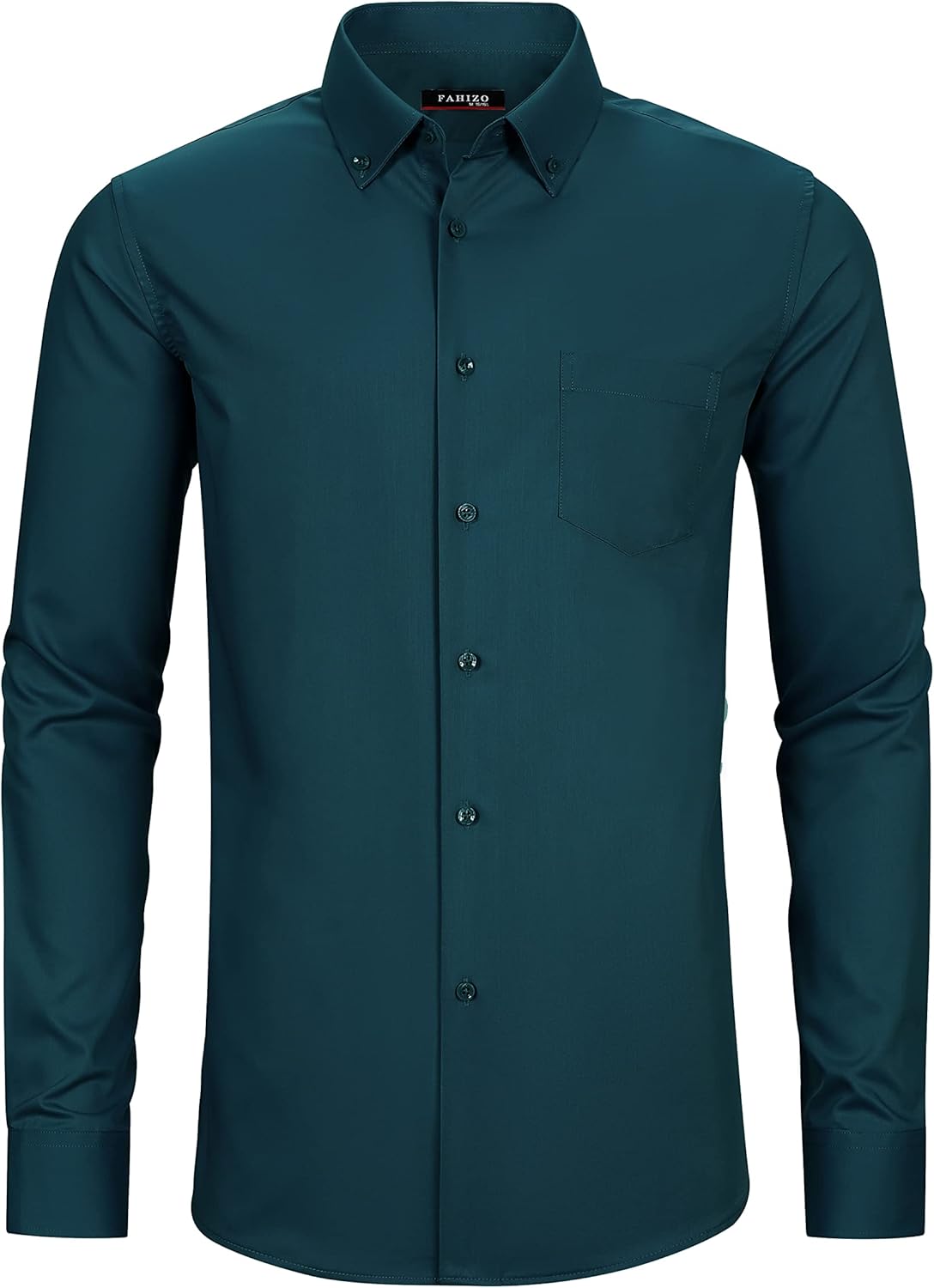 FAHIZO Men's Dress Shirt Regular Fit Soild Casual Business Formal Long Sleeve Button Down Shirts with Pocket