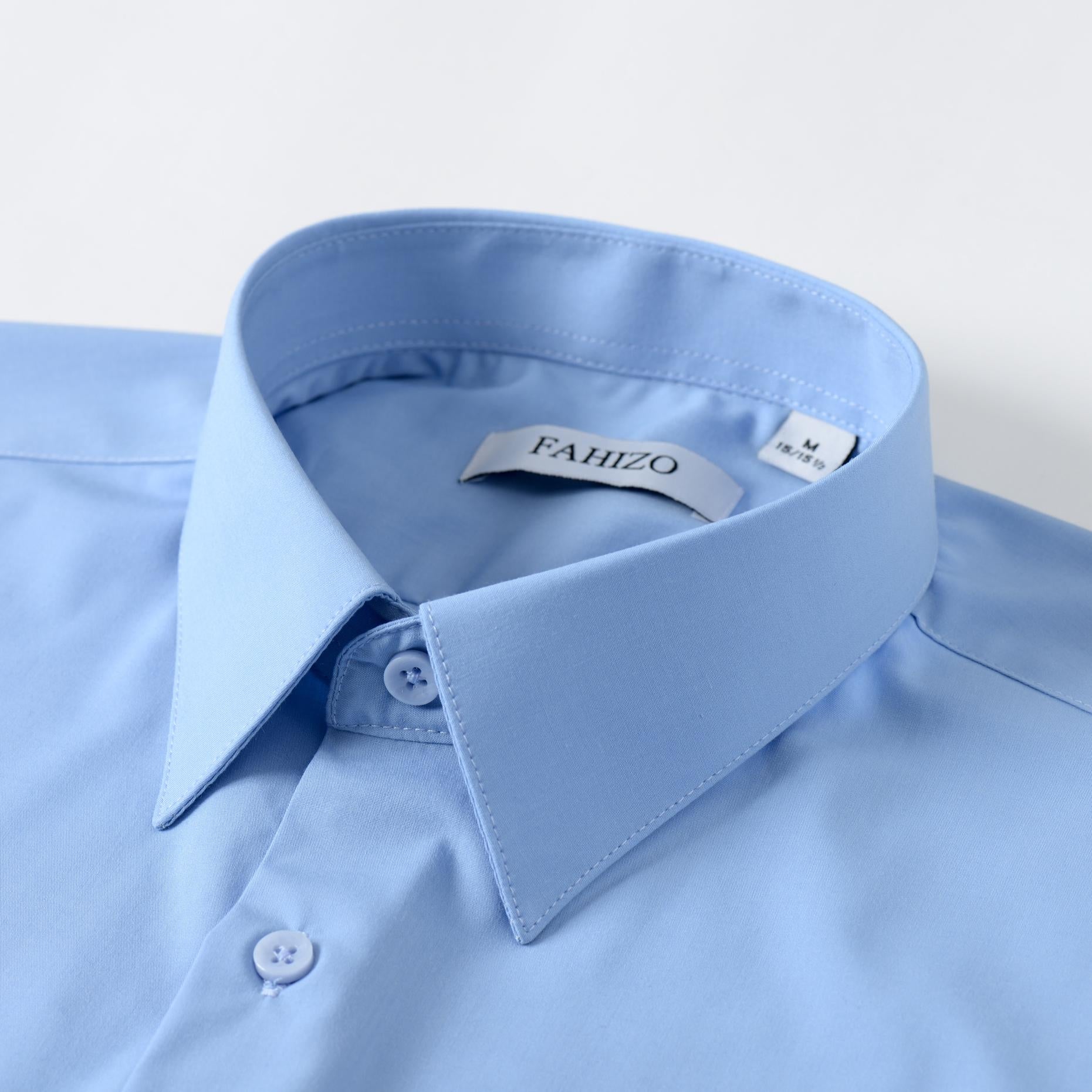 FAHIZO Men's Dress Shirt Casual Regular Fit Stretch Soild Long Sleeve Button Up Shirts
