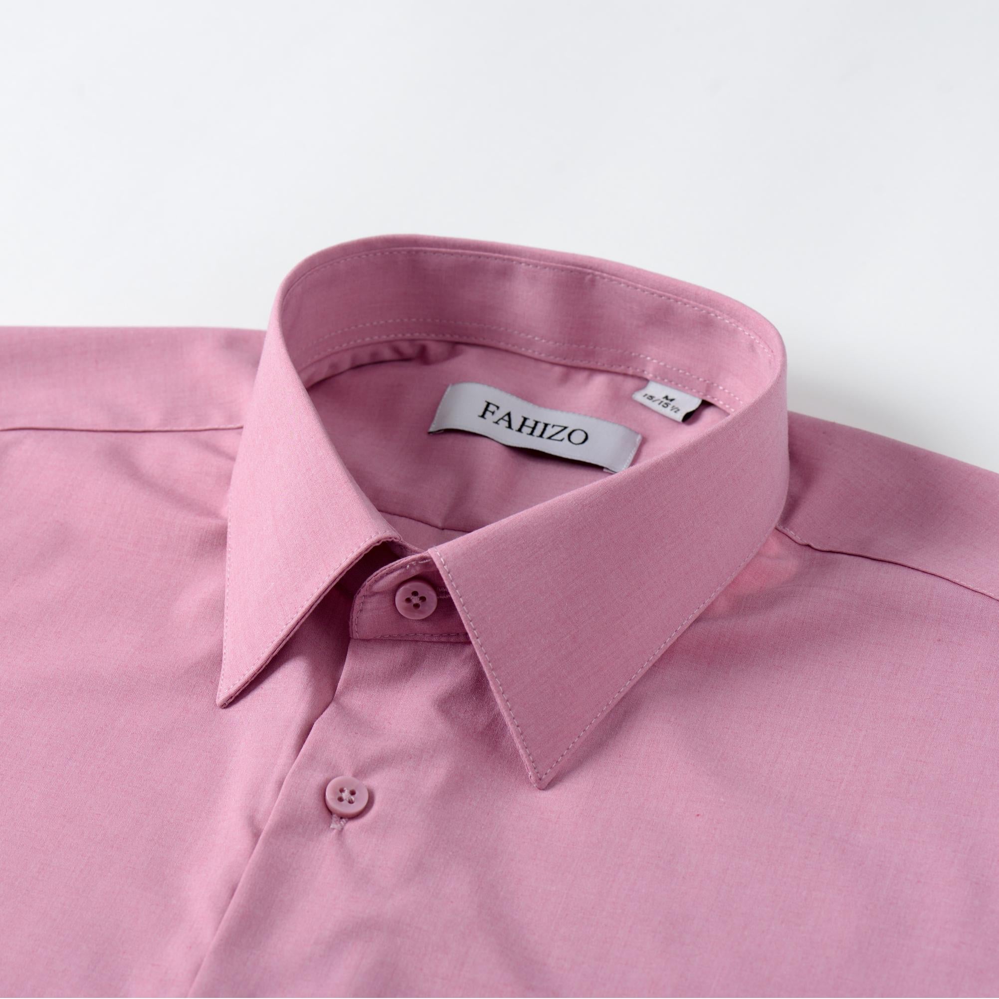 FAHIZO Men's Dress Shirt Casual Regular Fit Stretch Soild Long Sleeve Button Up Shirts