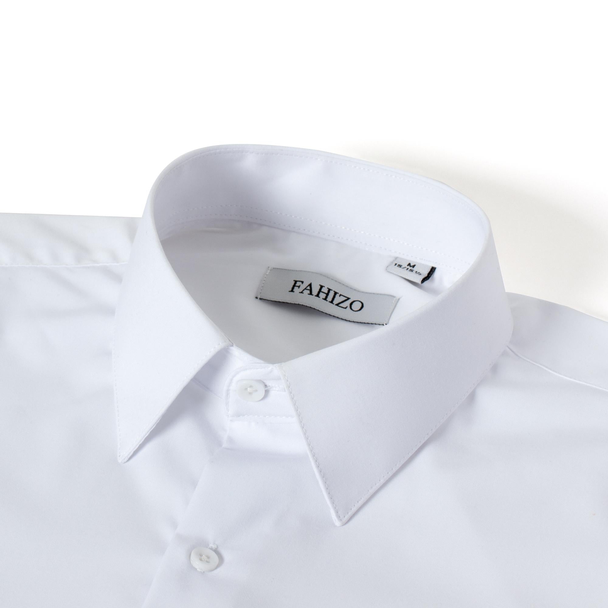 FAHIZO Men's Dress Shirt Casual Regular Fit Stretch Soild Long Sleeve Button Up Shirts