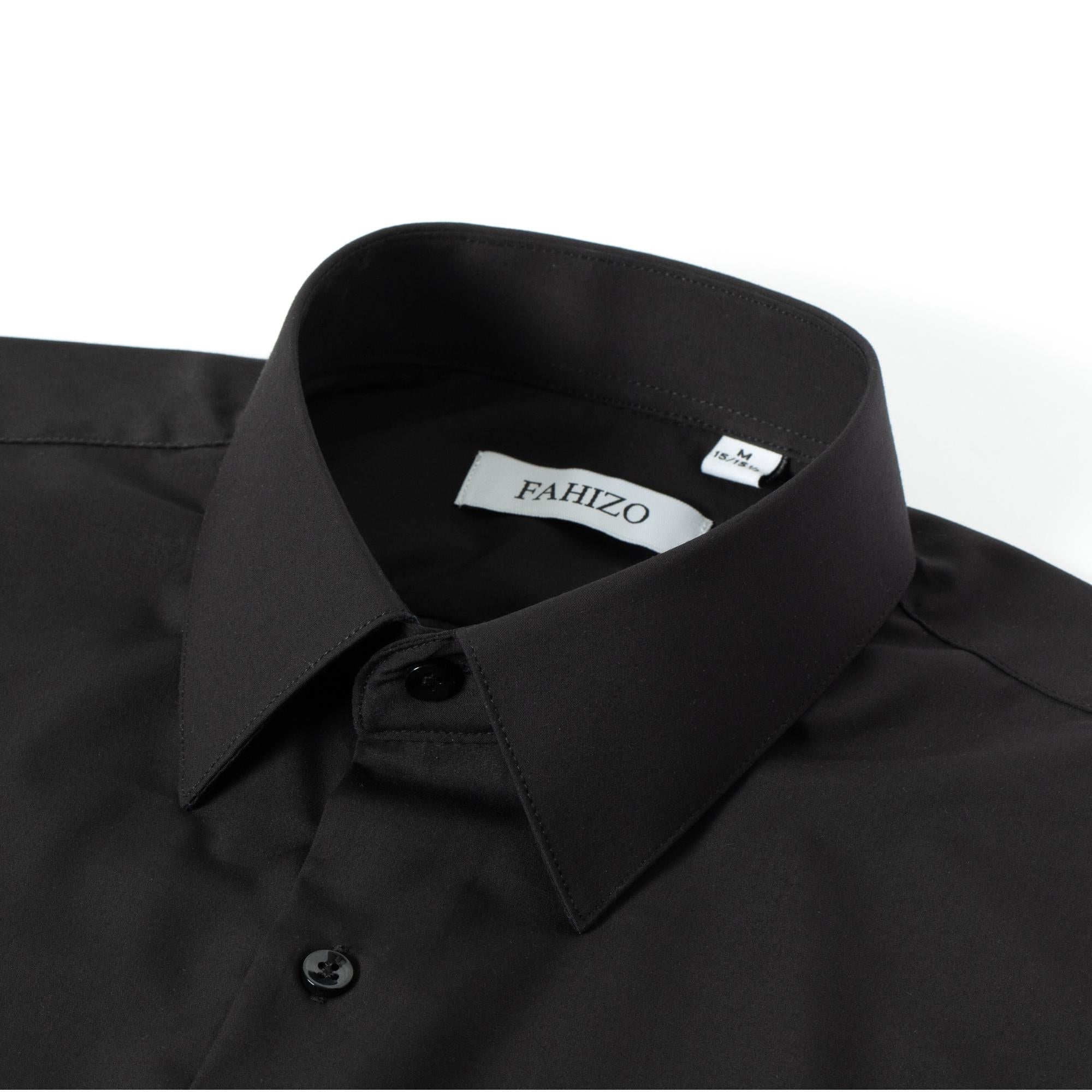 FAHIZO Men's Dress Shirt Casual Regular Fit Stretch Soild Long Sleeve Button Up Shirts