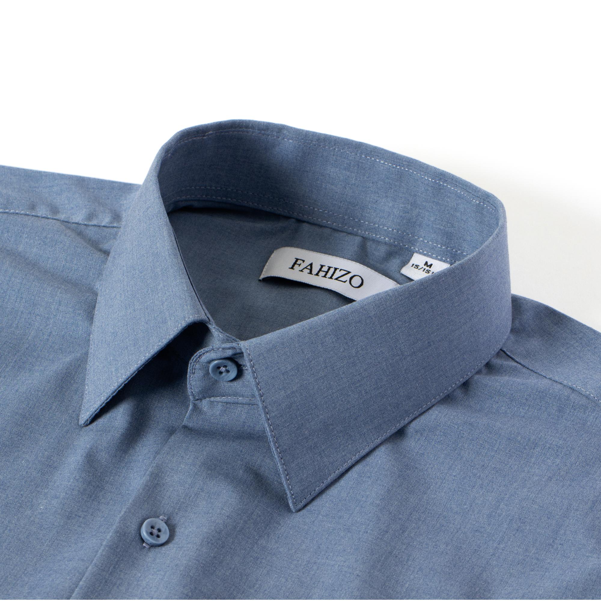 FAHIZO Men's Dress Shirt Casual Regular Fit Stretch Soild Long Sleeve Button Up Shirts