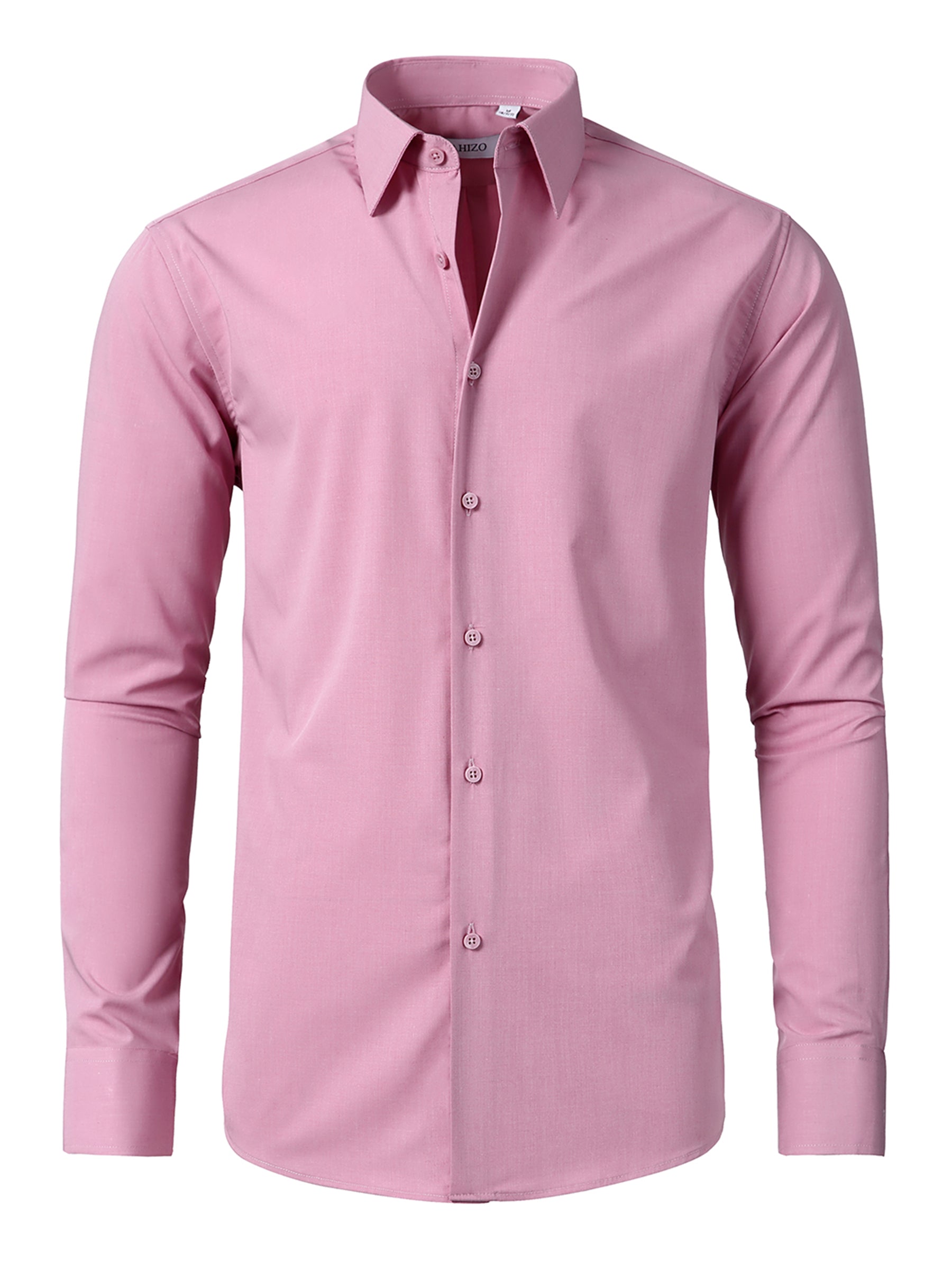 FAHIZO Men's Dress Shirt Casual Regular Fit Stretch Soild Long Sleeve Button Up Shirts
