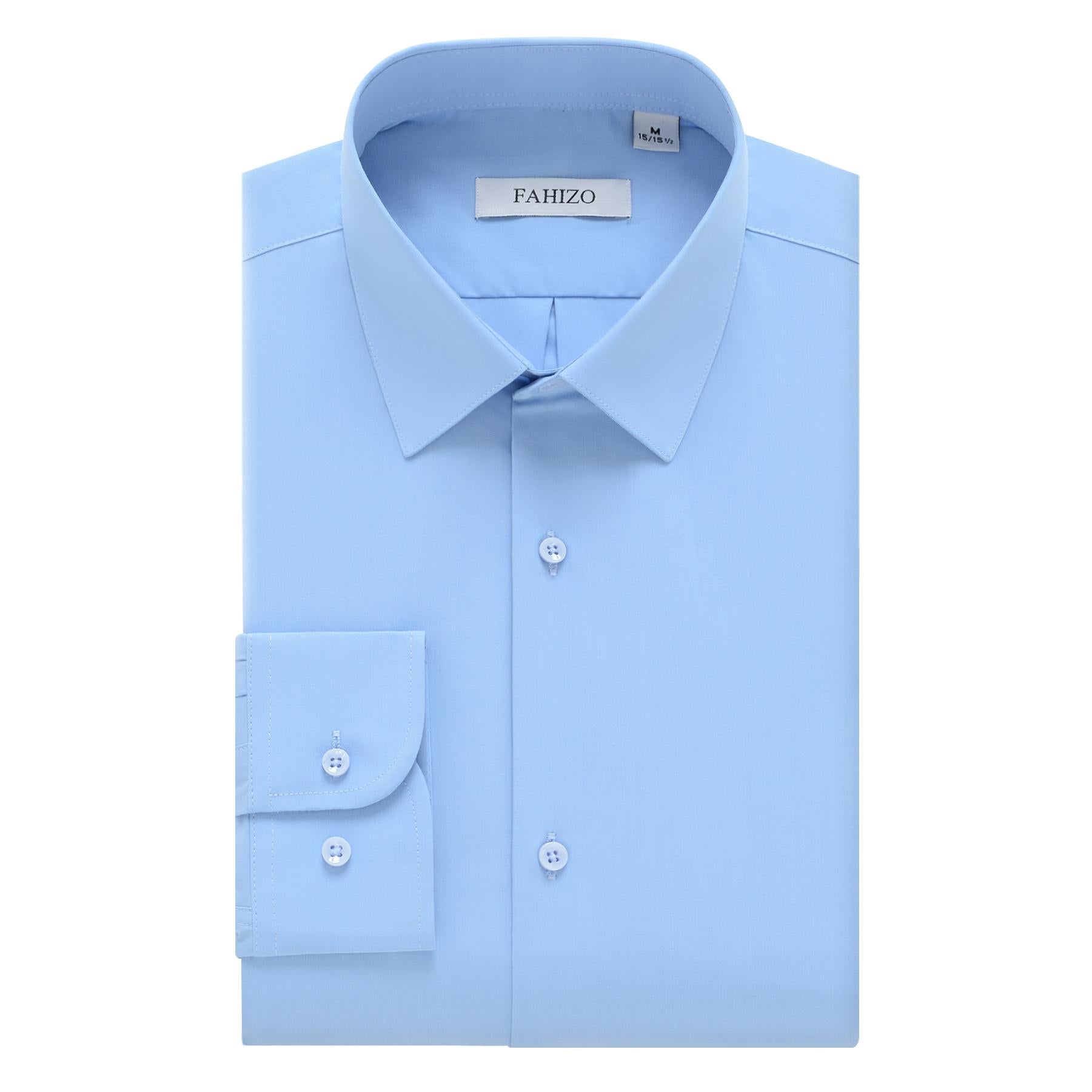 FAHIZO Men's Dress Shirt Casual Regular Fit Stretch Soild Long Sleeve Button Up Shirts